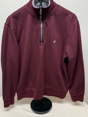 Nautica Men's Wine Quarter-Zip Pullover Sweater